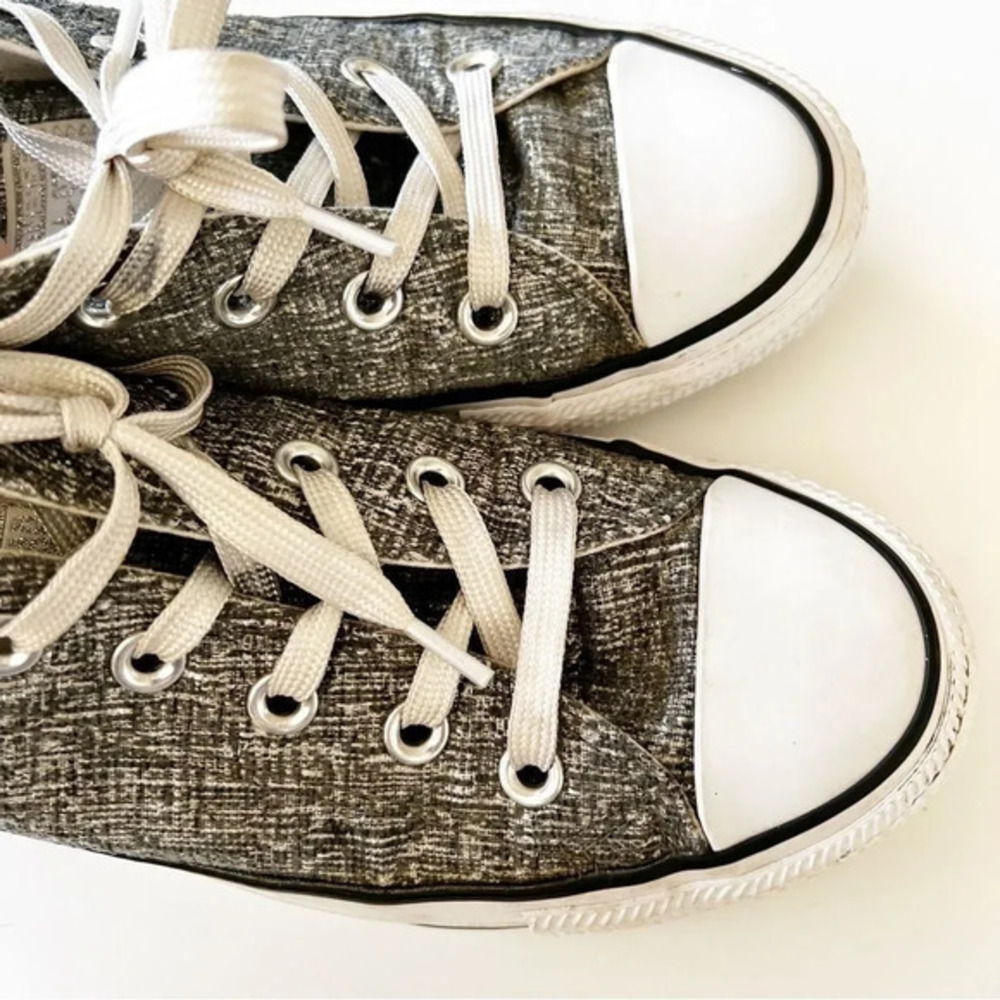 Converse Allstar Silver Sparkle Classic Sneakers Size 6 Women’s‎ Wedding Chucks - Picture 6 of 10